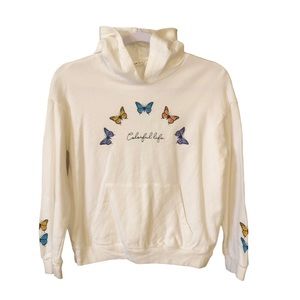 Shein white hoodie with butterflies